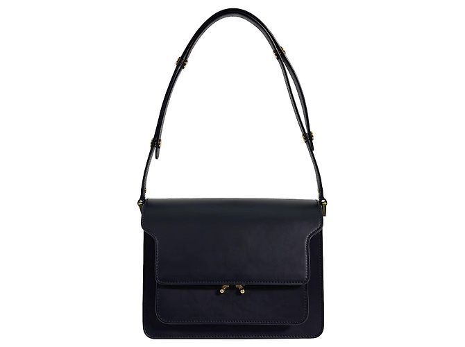Marni Borsa a tracolla Trunk in pelle di vitello Medium Nera - vista 2