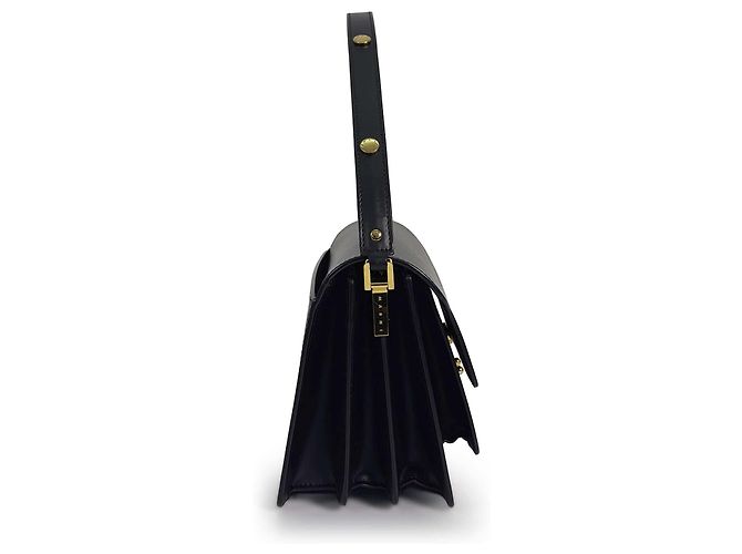 Marni Borsa a tracolla Trunk in pelle di vitello Medium Nera - vista 6