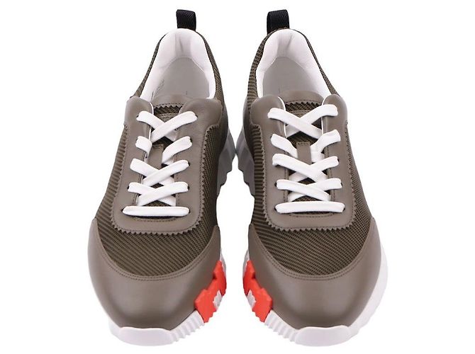 Hermès Bouncing sneaker Khaki Leder Mesh - Ansicht 4
