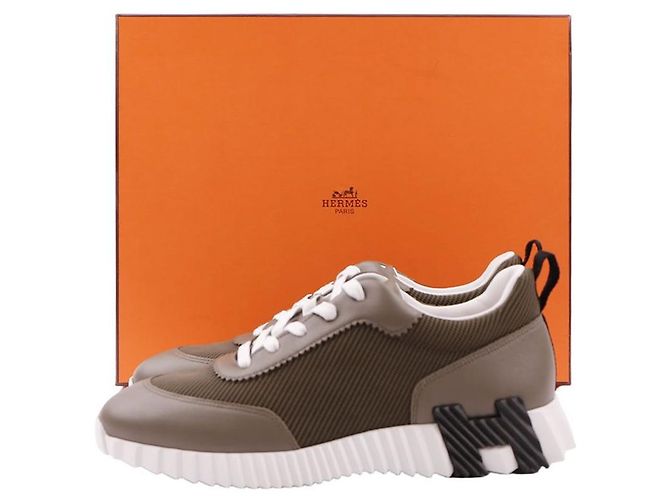 Hermès Bouncing sneaker Khaki Leder Mesh - Ansicht 8