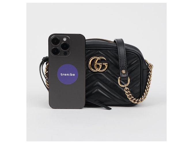 Gucci Mini borsa a tracolla GG Marmont matelassé nera - vista 19