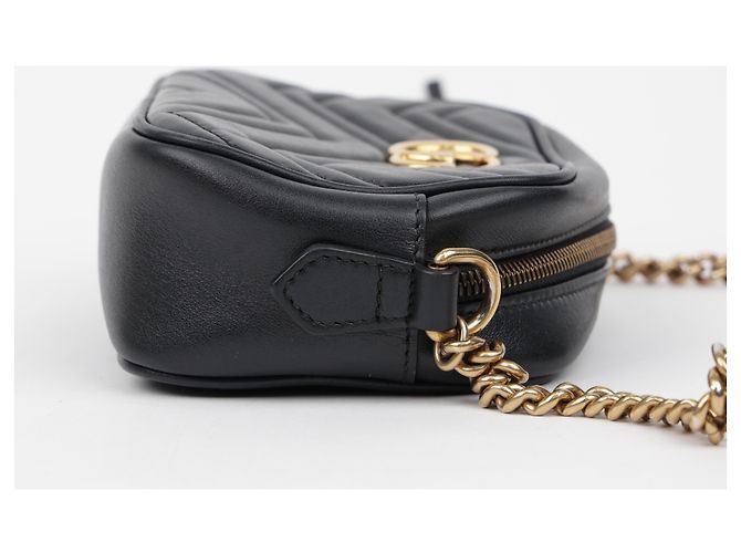 Gucci Mini borsa a tracolla GG Marmont matelassé nera - vista 8
