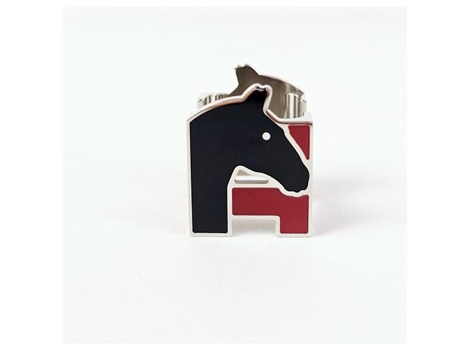 Hermès Cheval Scarf Ring Rouge Noir - vista 4