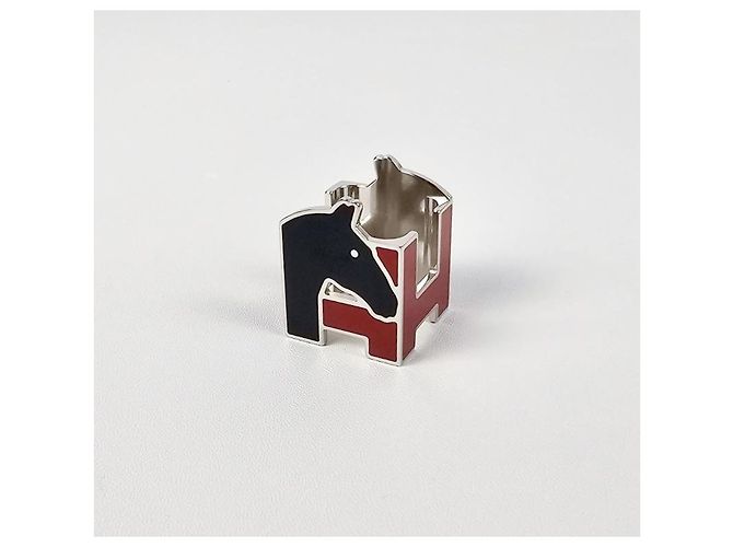 Hermès Cheval Scarf Ring Rouge Noir - vista 6