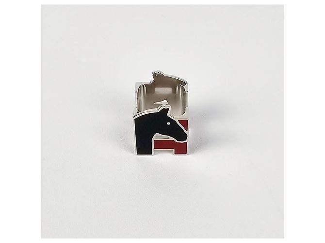 Hermès Cheval Scarf Ring Rouge Noir - vista 7