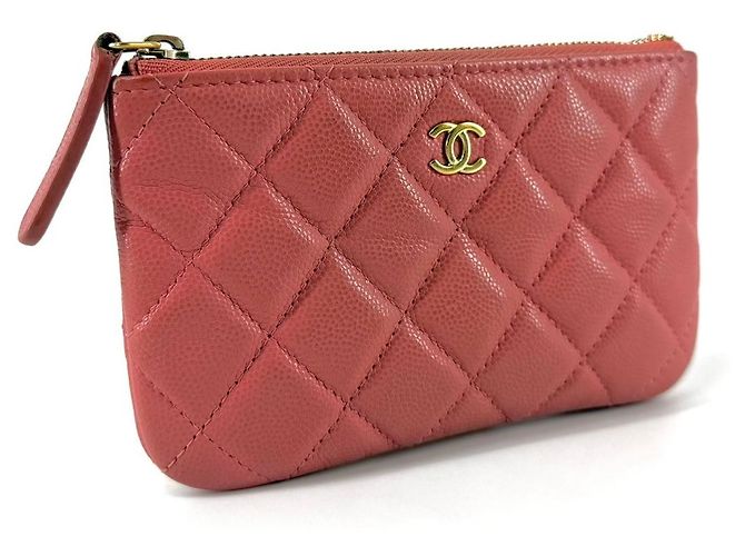 Chanel Mini Pochette Caviar Rosa in Pelle - vista 3