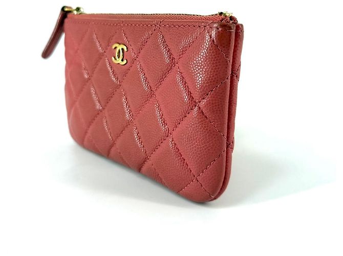 Chanel Mini Pochette Caviar Rosa in Pelle - vista 5