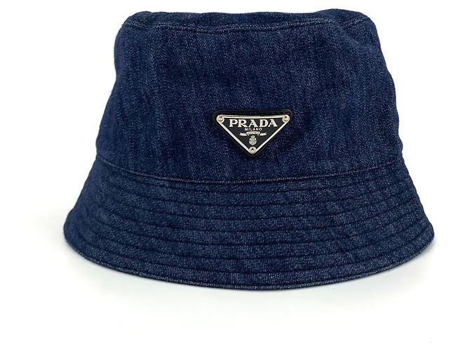 Prada Triangle Logo Denim Bucket Hat - view 3