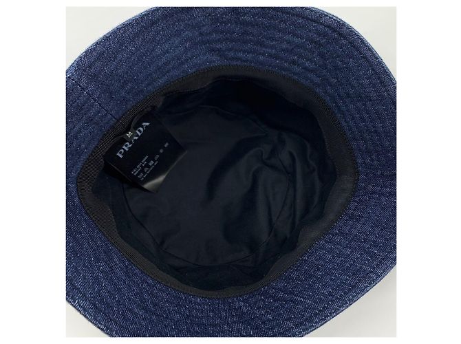 Prada Triangle Logo Denim Bucket Hat - view 7