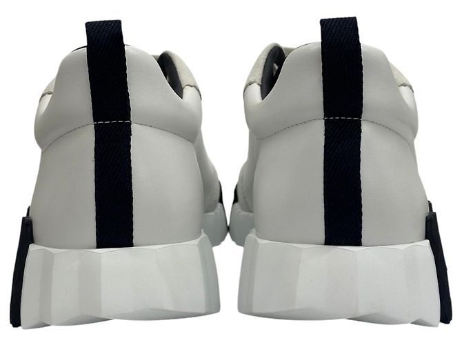 Hermès Bouncing Sneakers White Leather Black Blanc - vista 6