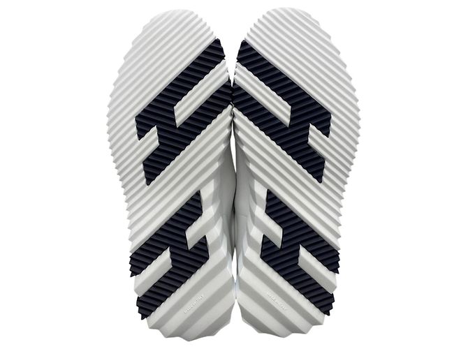 Hermès Bouncing Sneakers White Leather Black Blanc - vista 7