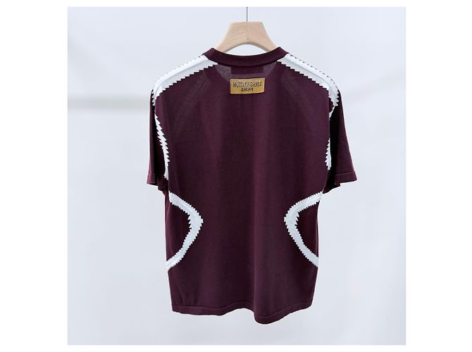 Louis Vuitton Intarsia Rundhalspullover aus Baumwollstrick Burgundrot - Ansicht 4