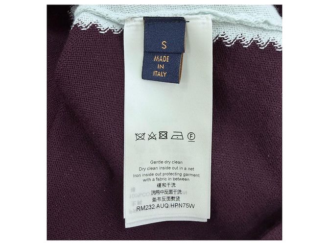 Louis Vuitton Intarsia Rundhalspullover aus Baumwollstrick Burgundrot - Ansicht 6