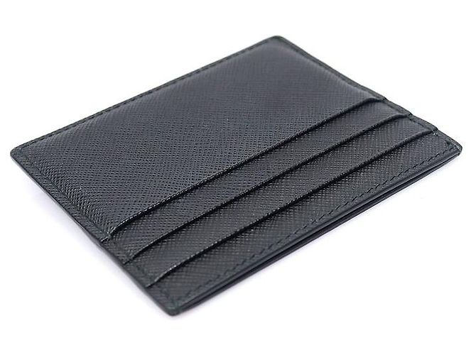 Prada Black Saffiano Leather Triangle Logo Card Holder - view 4