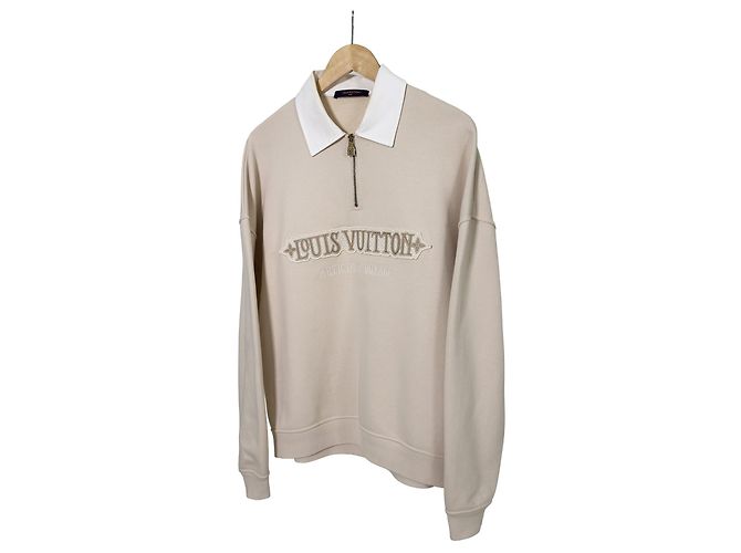 Louis Vuitton Half-Zip-Sweatshirt mit verziertem Logo Beige - Ansicht 2