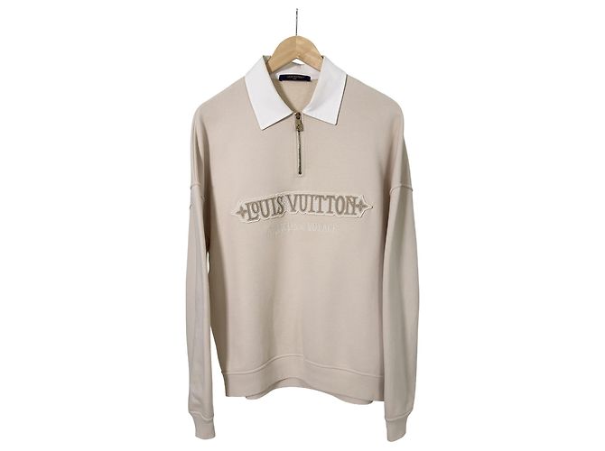 Louis Vuitton Half-Zip-Sweatshirt mit verziertem Logo Beige - Ansicht 4