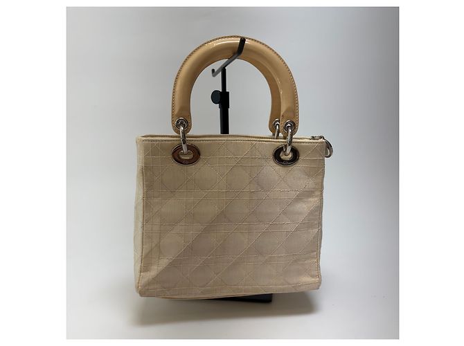 Dior Borsa Tote Lady Cannage Ivory Silver Small - vista 10