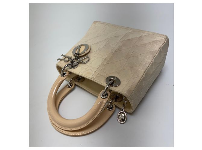 Dior Borsa Tote Lady Cannage Ivory Silver Small - vista 11