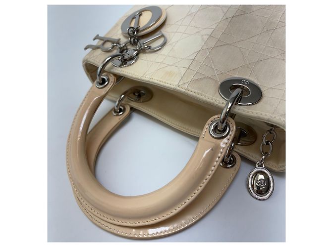 Dior Borsa Tote Lady Cannage Ivory Silver Small - vista 12