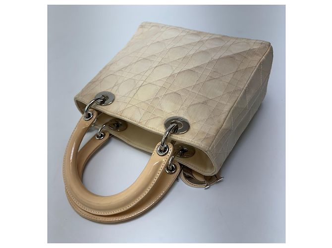 Dior Borsa Tote Lady Cannage Ivory Silver Small - vista 13