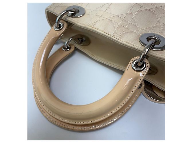 Dior Borsa Tote Lady Cannage Ivory Silver Small - vista 14
