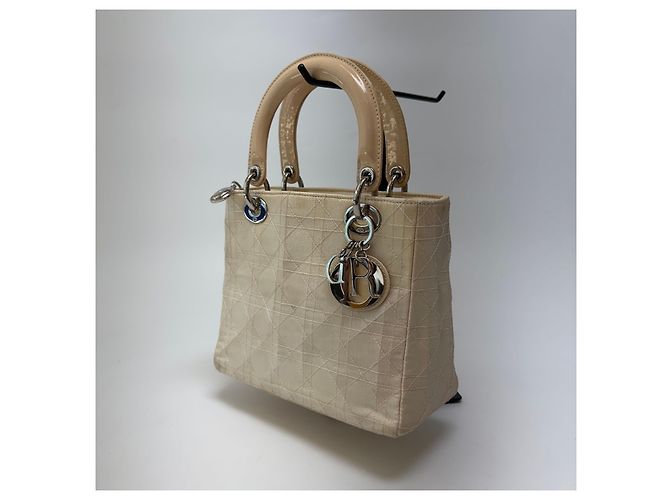 Dior Borsa Tote Lady Cannage Ivory Silver Small - vista 5