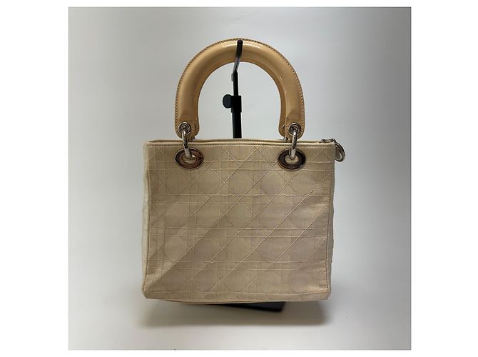 Dior Borsa Tote Lady Cannage Ivory Silver Small - vista 8