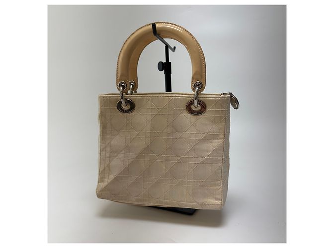 Dior Borsa Tote Lady Cannage Ivory Silver Small - vista 9