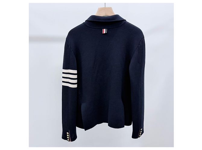 Thom Browne Milano Stitch Blazer Cardigan mit diagonalem Armband Navy - Ansicht 4