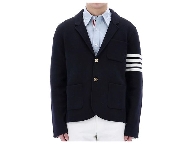 Thom Browne Milano Stitch Blazer Cardigan mit diagonalem Armband Navy - Ansicht 7