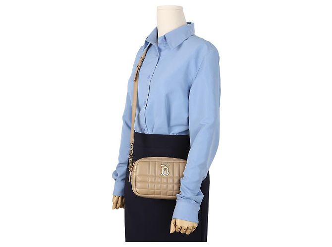 Burberry Mini Borsa Camera Matelassé Beige - vista 8