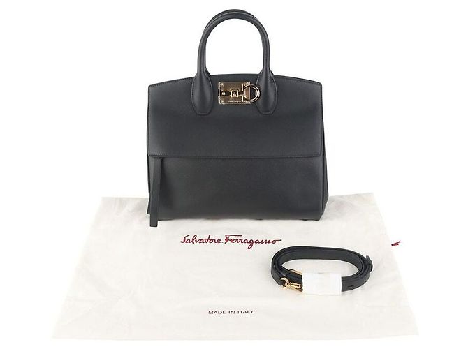 Salvatore Ferragamo Borsa Studio Gancini Gold Small - vista 9