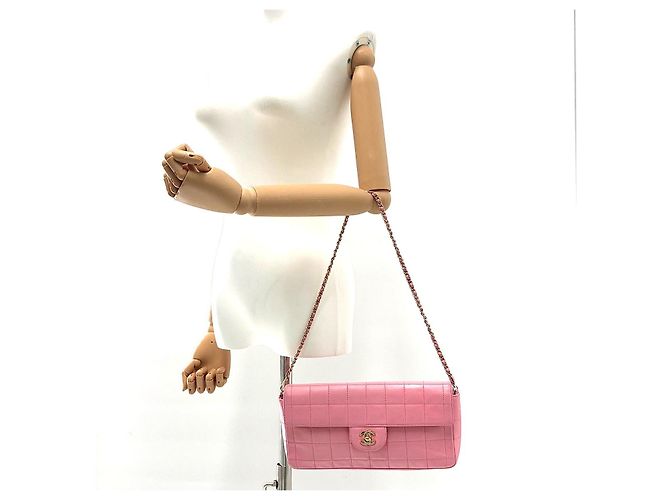 Chanel Borsa a spalla baguette Chocolate Bar con catena Rosa - vista 3