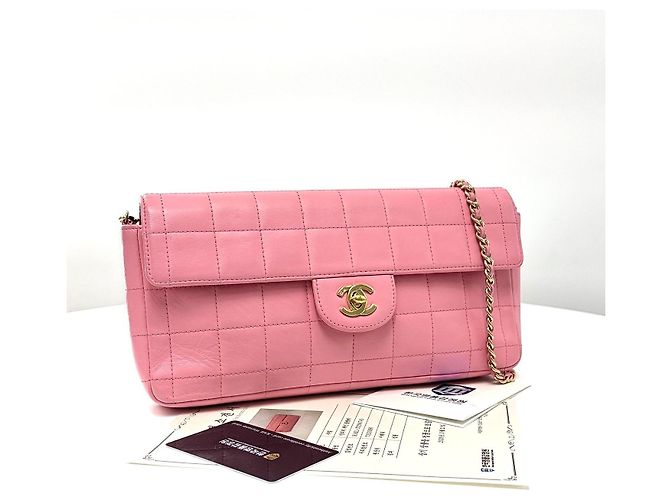Chanel Borsa a spalla baguette Chocolate Bar con catena Rosa - vista 4