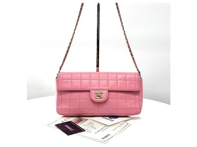 Chanel Borsa a spalla baguette Chocolate Bar con catena Rosa - vista 6