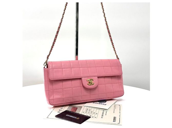 Chanel Borsa a spalla baguette Chocolate Bar con catena Rosa - vista 7