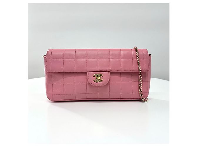 Chanel Borsa a spalla baguette Chocolate Bar con catena Rosa - vista 8