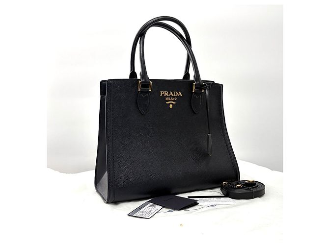 Prada Borsa Tote in pelle Saffiano Borsa a tracolla Nero - vista 4