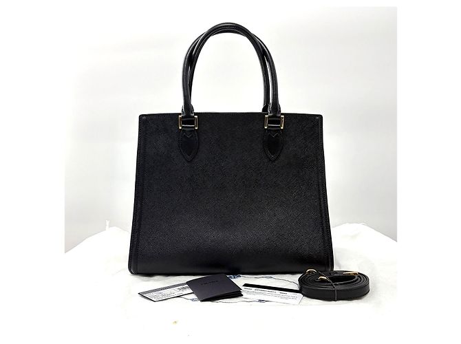 Prada Borsa Tote in pelle Saffiano Borsa a tracolla Nero - vista 5