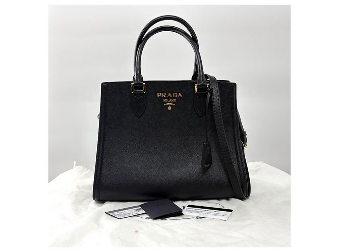 Prada Borsa Tote in pelle Saffiano Borsa a tracolla Nero - vista 6