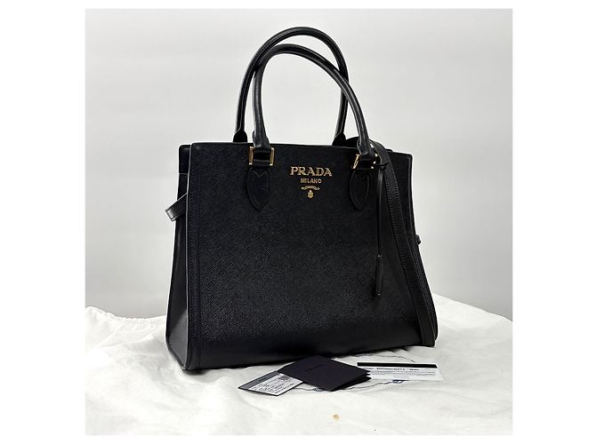 Prada Borsa Tote in pelle Saffiano Borsa a tracolla Nero - vista 7