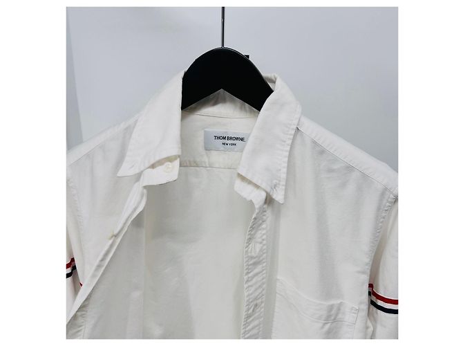 Thom Browne Camisa de algodón con brazaletes Blanco - vista 4
