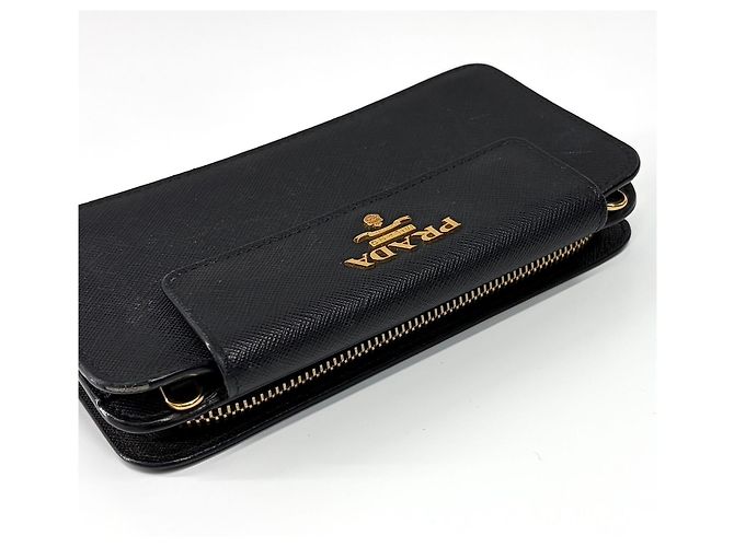 Prada Borsa a tracolla con catena in pelle Saffiano Nero - vista 15