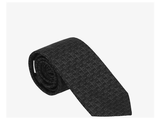 Salvatore Ferragamo Cravatta in seta con stampa jacquard monogram Gancini - vista 2