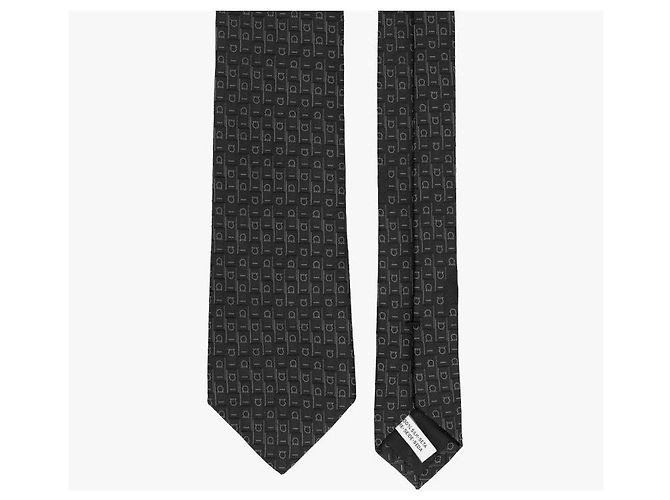 Salvatore Ferragamo Cravatta in seta con stampa jacquard monogram Gancini - vista 7