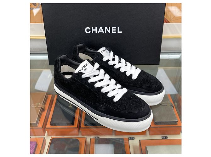 Chanel Sneakers in camoscio e velluto Nero - vista 4