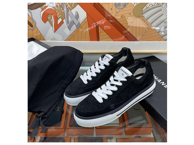 Chanel Sneakers in camoscio e velluto Nero - vista 7