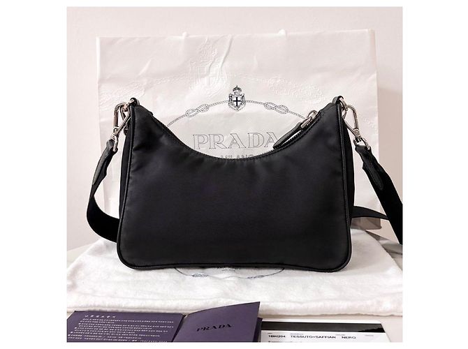 Prada Borsa Hobo Re-edition in Nylon Black - vista 3
