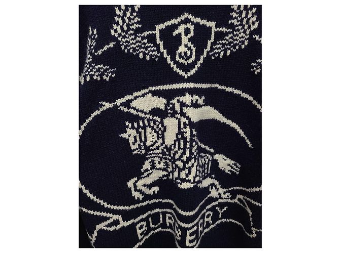 Burberry Strickpullover mit Rundhalsausschnitt und Archive-Logo-Intarsia in Navy - Ansicht 3