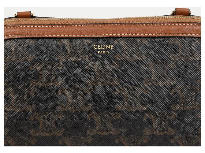 Céline Clutch con catena Triumph in tela e vitello - vista 3